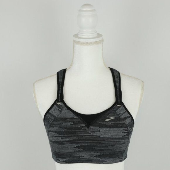 Brooks Rebound Racer Women's XS Black & Gray Adjustable Unpadded Sports Bra - Picture 3 of 8